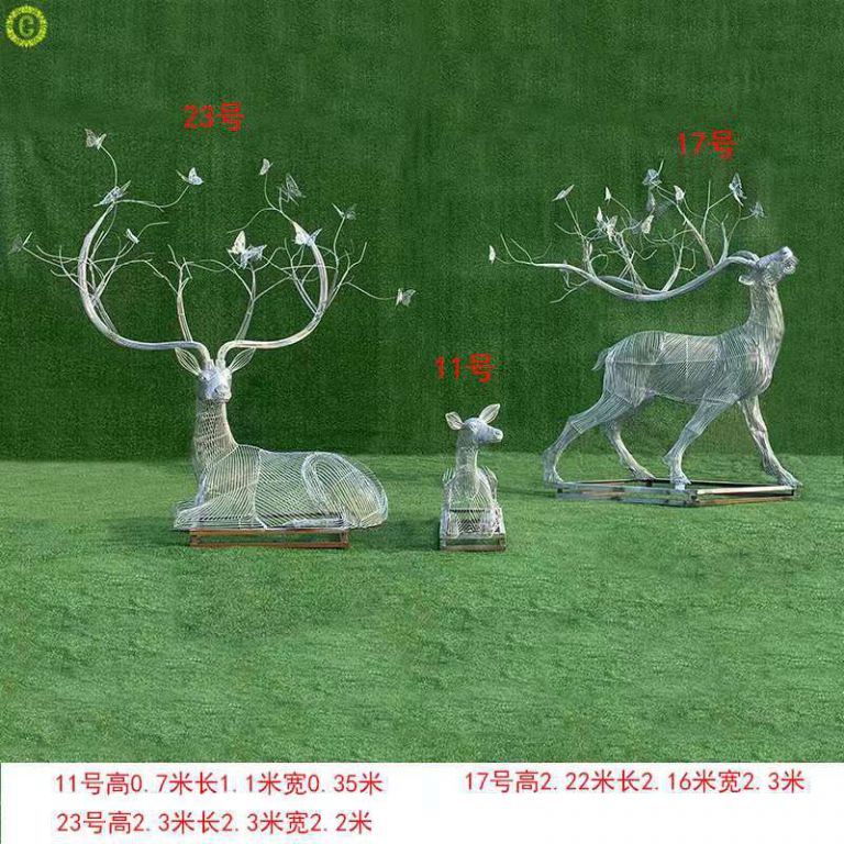 不锈钢镂空鹿雕塑 景观鹿雕塑5